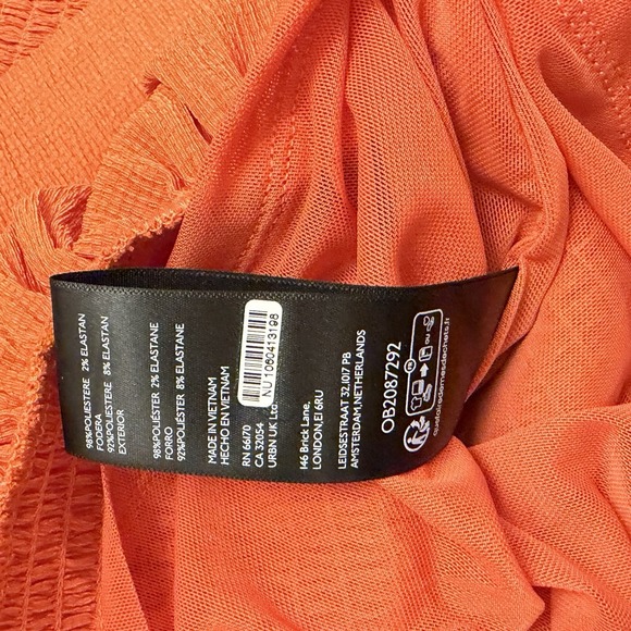 Anthropologie Sleeveless Mock-Neck Textured Midi Dress Orange Sz Large Vacation - Picture 7 of 10